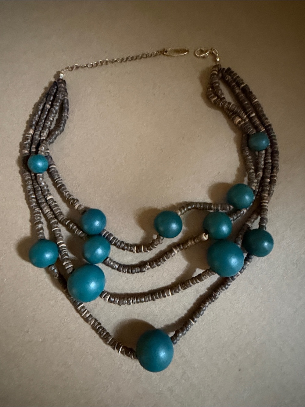 Plunder Multi-Strand Teal Beaded Statement Necklace